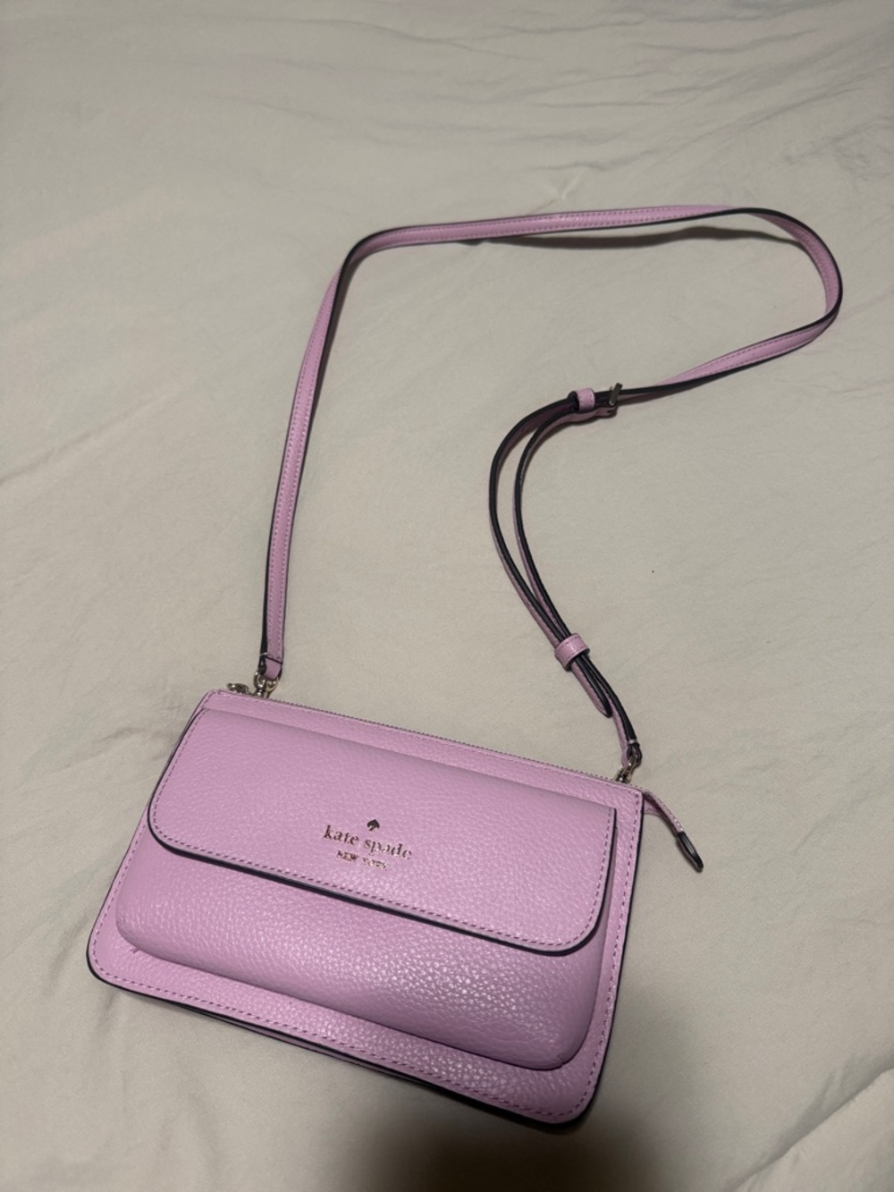 kate spade Lavender Pebbled Leather Flap Crossbody